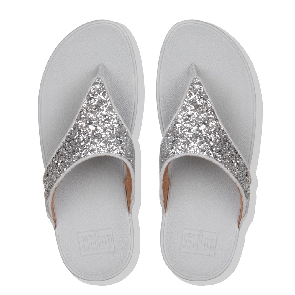 Fitflop Womens Sandals Silver - Lulu Glitter Toe-post - 03ICXBQLT